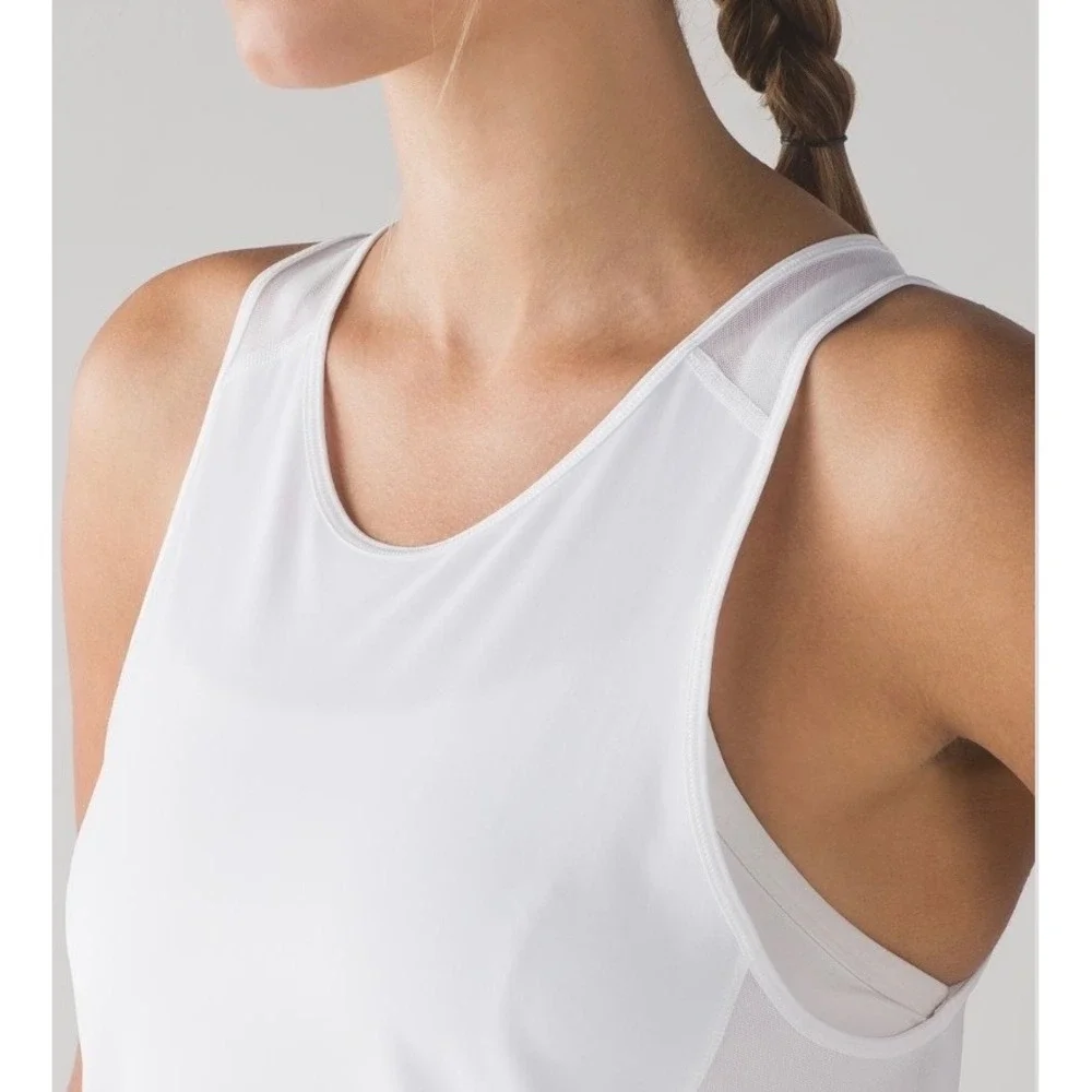 Lululemon Sculpt Tank Top Women 10 White Mesh Racerback Activewear - Picture 3 of 9